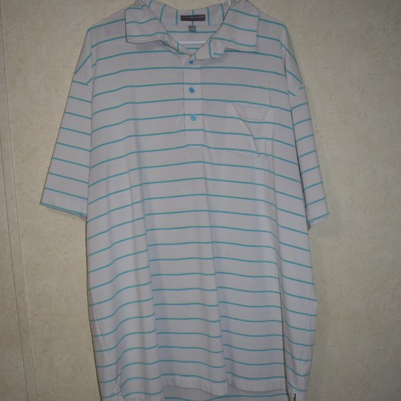 Peter Millar Summer Comfort Golf Polo Blue/Green/White Striped XXL - Picture 1 of 7